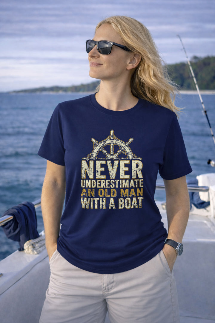 Never Underestimate An Old Man With A Boat T-Shirt